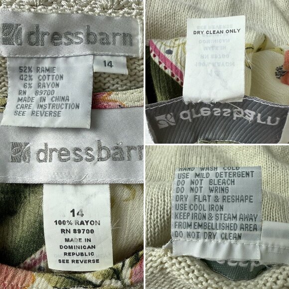 Dressbarn Sleeveless Floral Crinkle Dress & Knit Cardigan Set Sz 14 Embroidered - Picture 9 of 9